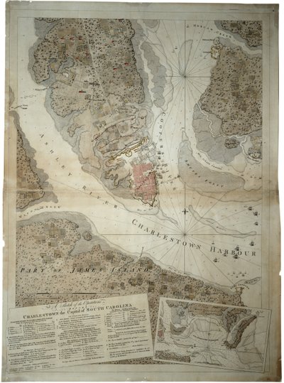Un boceto de las operaciones antes de Charlestown, la capital de Carolina del Sur, c.1780 de Joseph Frederick Wallet DesBarres